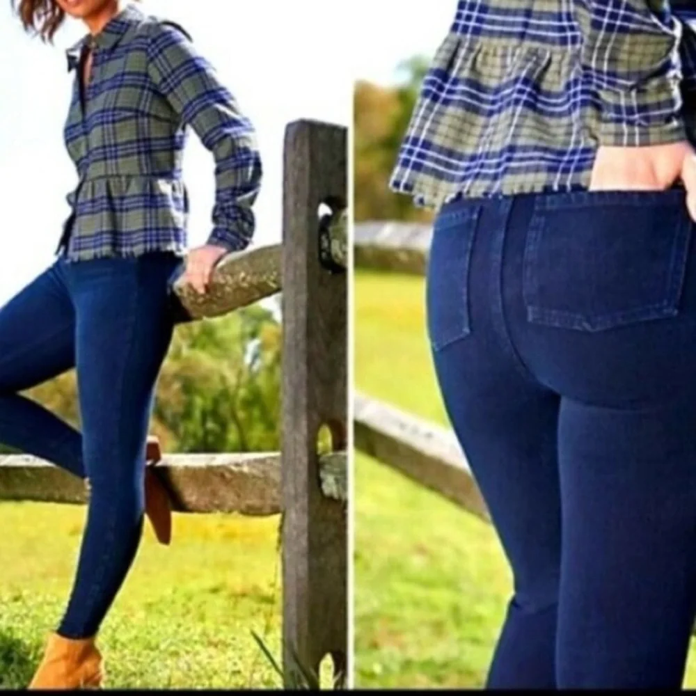 Spanx Ankle Jeanish Legging Dark Blue Denim Stretch XS Looks Like Jeans NWT